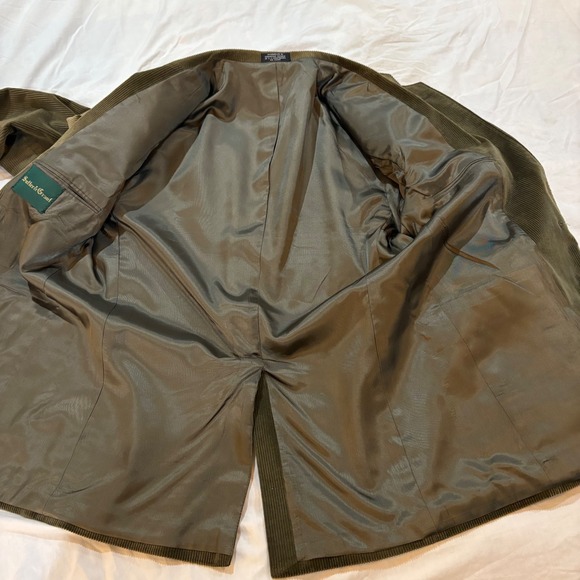 Sutter & Grant Corduroy Blazer Sport Coat Mens 42R Green Suede Elbow Patches - Picture 3 of 10